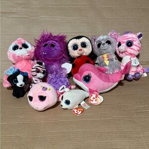 Ty Beanie Babies Plush Toys - Pink, Purple, Gray Collection